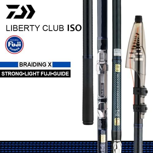 Daiwa LIBERTY CLUB ISO Fishing Rod 3.9m/4.5m/5.3m FUJI GUIDE Rings fuji Reel Seat Carbon Fiber Body Rock Fishing Rod Tackle