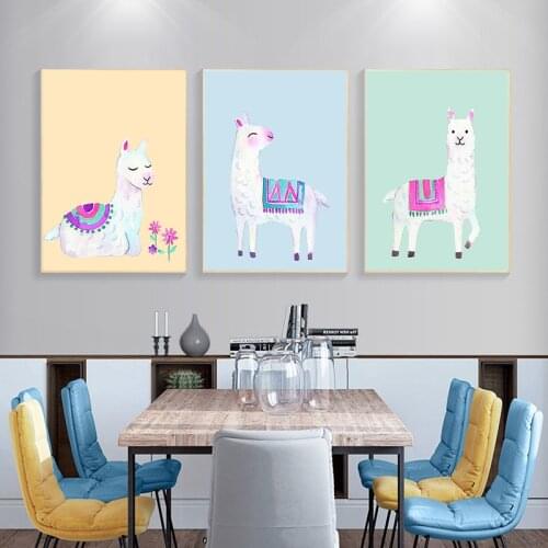 Nordic modern simple cartoon animals children room living room poster wall porch painting decorative picture print canvas
