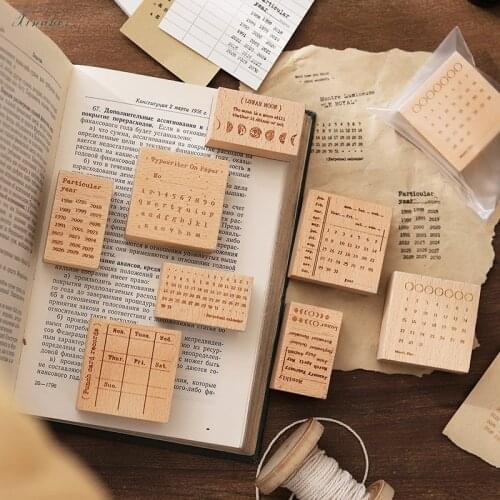 XINAHER Vintage Lunar Moon Month Plan stamp DIY wooden rubber stamps for scrapbooking stationery scrapbooking standard stamp