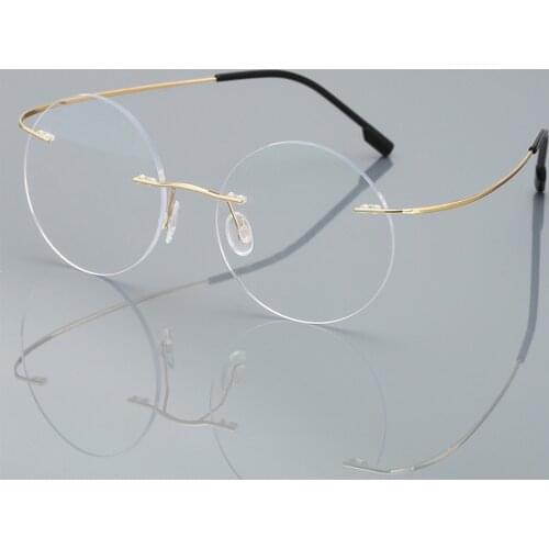 Anti-Blue Rimless Reading Glasses Men Women Round Frameless Magnifying Eyeglasses Prescription Myopia Presbyopia Glass+1.50+2.00