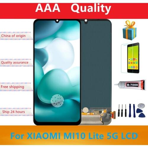 Super AMOLED Screen For Xiaomi MI 10 Lite 5G Display Fingerprint Function 10 Touch Screen Replacement For MI10 Lite 5G Global