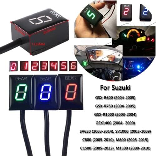 For Suzuki 0-6 Speed LED Gear Digital Display Indicator Motorcycle Plastic Light Direct Plug-in Red/Blue/Green GSXR1000 SV650