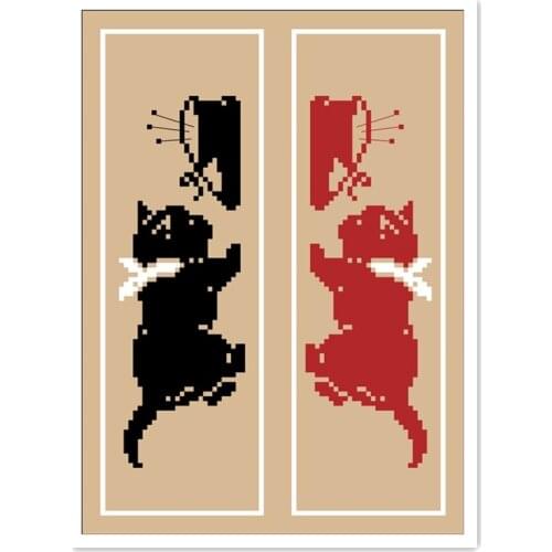 Little cat patterns on both sides bookmarks cross stitch kit counted 18ct 14ct flaxen Fabric needlework embroidery Craft kit