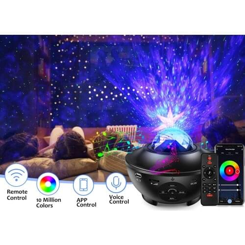 WIFI Star Galaxy Projector Ocean Wave Night Light USB LED Bluetooth Night Lamp Voice Control Music Player LED Projector Lamps