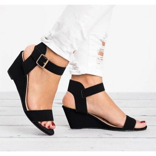 2021 Sandalia Feminina Spring Women Sandals Ladies Pumps Buckle Strap Sandals Shoes Fashion 36-43 Size Wedges Shoes
