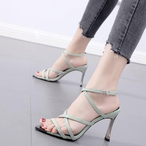 2020 fashion new buckle high heels wild cross thin belt combination Roman sandals sexy high heel womens shoes