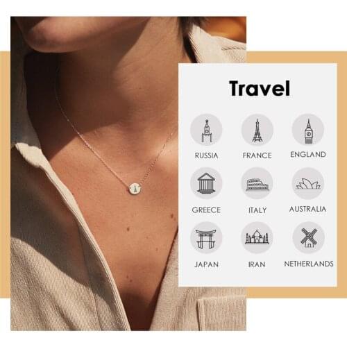 Visunion Traveling Style Necklace 316L Stainless Steel Rose Gold Silver Color Pendant Necklace Fashion Elegant Design for Women
