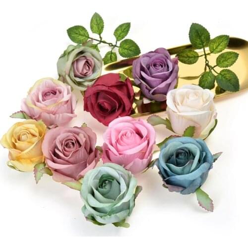 1pcs 5cm Large Artificial Silk Rose Flowers Handmade Heads Flower Wedding Decoration DIY Wreath Srapbooking Craft Fake Flowers
