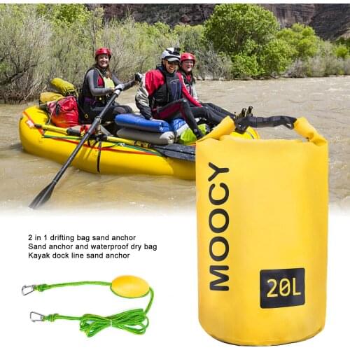20L Tow rope Sand Sack 2-in-1 Sand Anchor Drift Bag Waterproof Dry Bag Sand Anchor Dock line for Kayak Jet Ski Rowing Small Boat