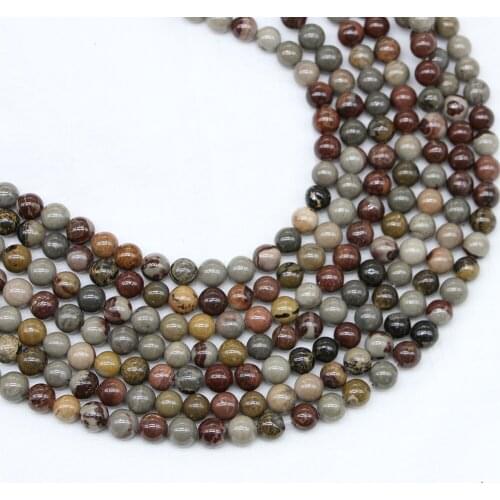 4/6/8/10/12mm Natural Stone Grass Flower Jaspers Bead Round Loose Spacer Beads For Jewelry Making Findings DIY Bracelet Earrings