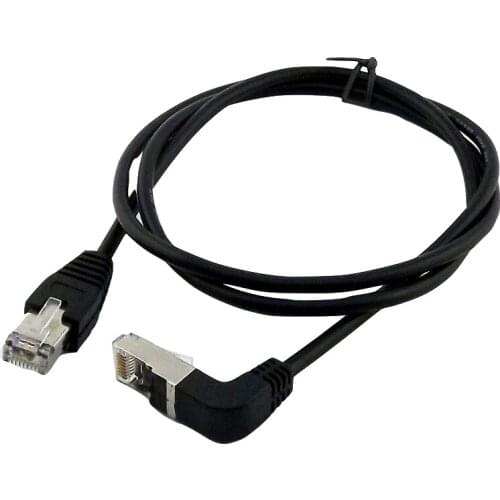 5x Ethernet LAN Network RJ45 Male 90 Degree Down Angled to Male Straight Plug Extension Adapter Cable Cord 3FT/1M