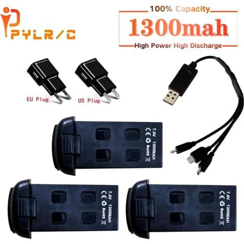 7.4V 1300mAh RC Drone Battery for S166 S167 Rechargeable Battery and Charger Large Capacity for S167 RC Drone Toy Spare Parts