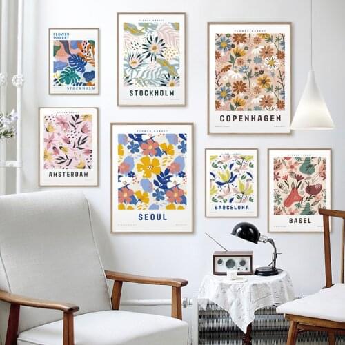 Abstract Botanical Monstera Petals Flower Market Wall Art Canvas Painting Posters And Prints Wall Pictures For Living Room Decor