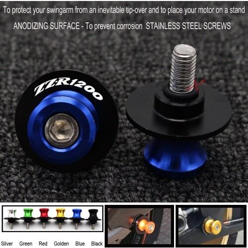 Motorcycle Accessories CNC Aluminum M10 Swingarm Spools Slider Stand Screw For Kawasaki ZZR1200 ZZ R-1200 2002 03 04 2005