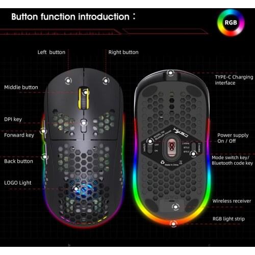Wireless Gaming Mouse 2.4g Wireless Mouse Rgb Luminous Type-c Rechargeable Mouse 2.4 G wireless Bluetooth 3.0 Bluetooth 5.0