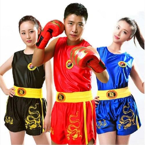 Kids Adults Women/Mens Muay Thai MMA Boxing Shorts+Tops Suit Sanda taekwondo T-shirt kickboxing short boxing Clothes