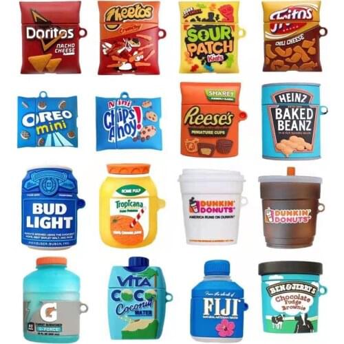 3D Cute Snacks chocolate wafer biscuit milk Drink For AirPods 2 1 cover case for Air pods Earphone Case Silicone Headset cover