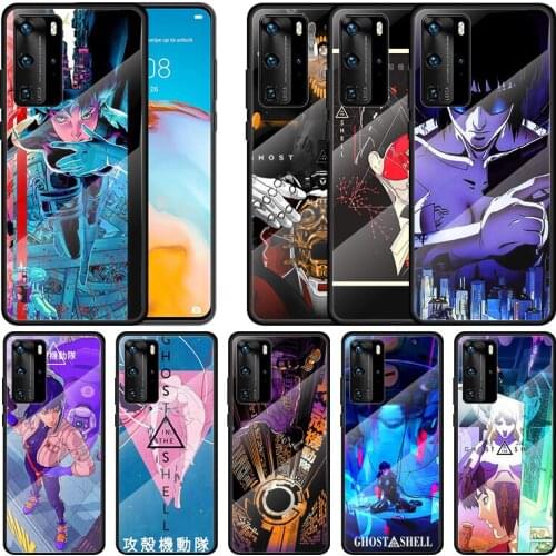 Anime Ghost In The Shell For Huawei P40 P30 P20 P10 Pro Plus Lite 5G 2019 Tempered Glass Cover Shell Luxury Phone Case