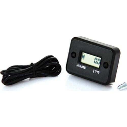 Motorcycle Black Spark Plug LCD Digital Tach Hour Meter Tachometer Gauge