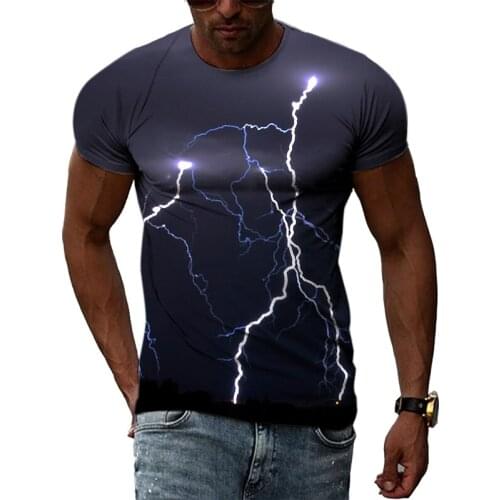 New 3D Fashion Cool Lightning Men t-shirt Summer Casual Interesting Pattern Print T-shirts Personality Trend Harajuku t shirt