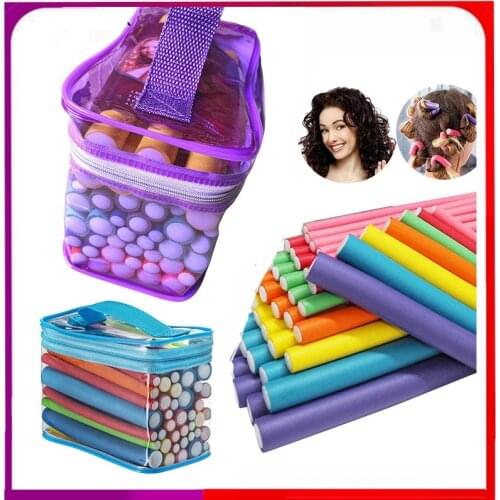 42pcs Flexible Roller Cylinder Foam Hair Curling Tools Women Girl Portable Hair Curler Foam Roller Rods DIY Hair Styling Tools