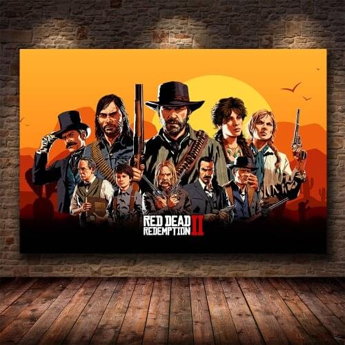 Red Dead Redemption 2 Game Canvas Poster Wall Art Print Painting Wallpaper Decorative Cuadros Wall Picture for Living Room