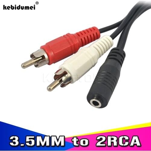 Kebidumei 1pcs High quality Jack 3.5mm to 2 RCA Y Adapter Audio Stereo Female Jack To Standard 2 RCA Male Socket Headphone Cable