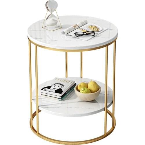 Nordic Wrought Iron Coffee Side Table Creative Living Room Home Small Table Small Apartment Balcony Coffee Table Marble Pattern