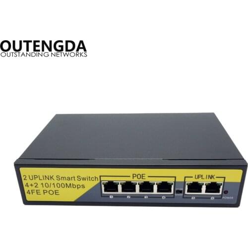 2+4 Ports 10/100Mbs PoE Switch Injector Power over rj45 Ethernet IEEE 802.3afat Switch for Cameras AP VoIP Built-in Power 90watt