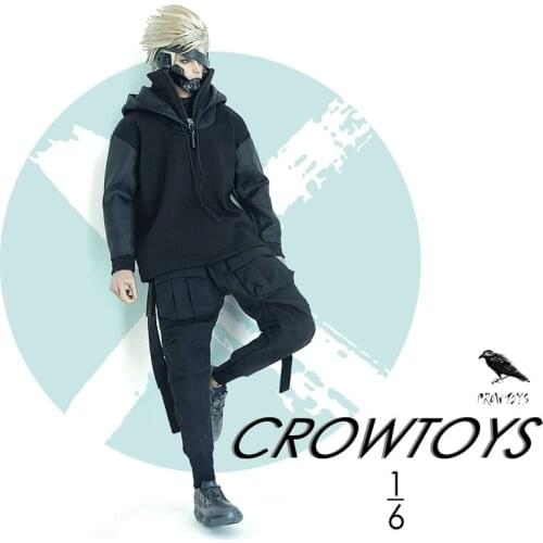 Fashionable Scale 1/6th CROWTOYS Black Shirt Coat Pants Belt Model For 12inch Doll Accessories