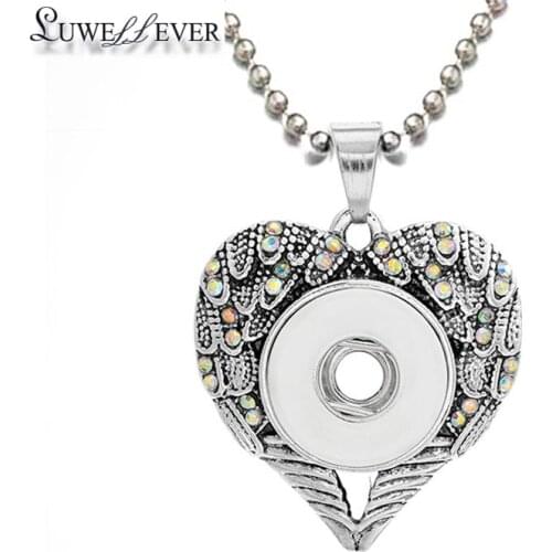 Fashion Interchangeable Heart Flower Crystal Ginger Necklace 126 Fit 18mm Snap Button Pendant Charm Jewelry For Women Gift
