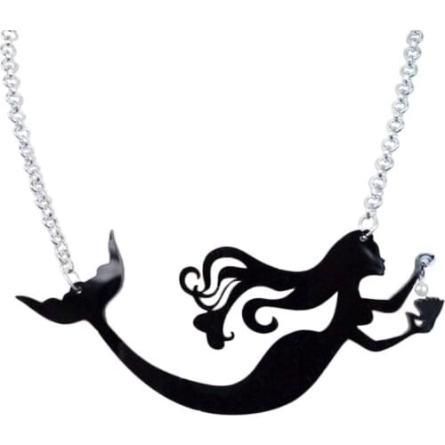 Fashion Individuality Creative Mermaid Pendants & necklaces For Women stage show Black Acrylic Choker Necklace Hiphop Jewelry