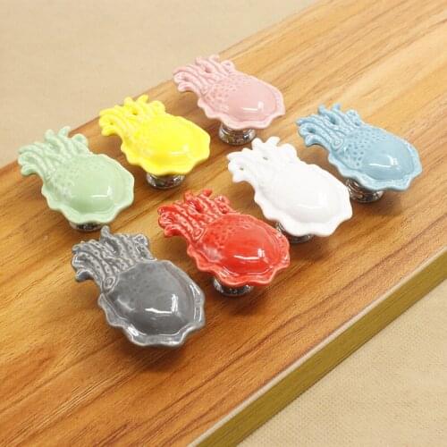 Cartoon Octopus Ceramic Drawer Knobs Cabinet Pulls Kitchen Handles Cute Furniture Handle for Kids Room Furniture Hardware