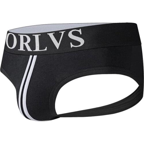 2020 ORLVS Brand Mens Erotic Gay Underwear Breathable Mesh Front Cotton Thongs Pouch Panties Double Band Bikini Briefs OR129