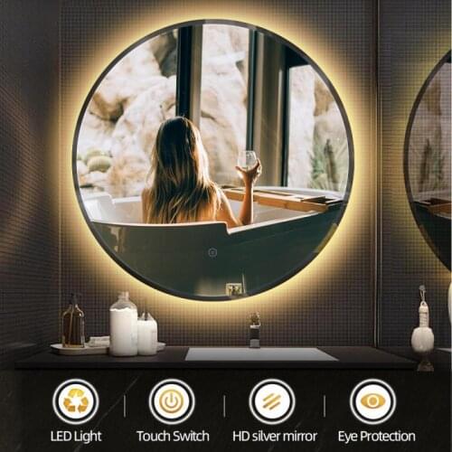 Wall Mounted Bathroom Mirror Led Makeup Mirror Anti-fog Cosmetic Mirror Wall Mirrors Touch Dimming Mirrors LED Bath Mirror HWC