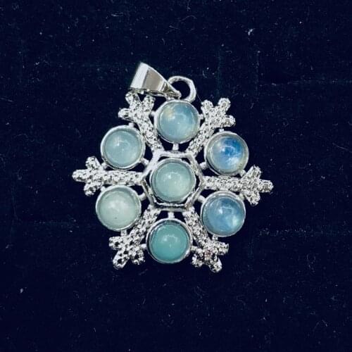 Natural Aquamarine Necklace Pendant Charm Crystal Power Stone Pendant Accessories For DIY jewelry making necklace bracelet