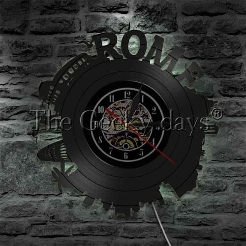 Rome Cityscape Silhouette Night Light Italian Tourim Contemporary Wall Lamp Rome Skyline 3D Deco LED Wall Light