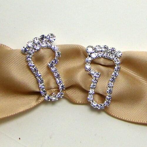 New silver rhinestone foot charm slider back rectangular buckle wedding gift ornament accessories 12pcs lot