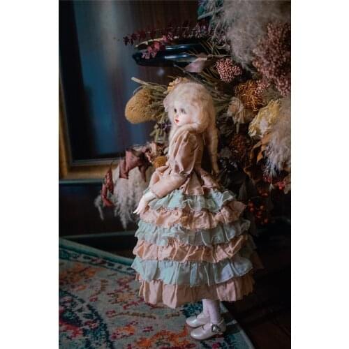 BJD doll clothes is suitable for 1/4 MDDsize vintage doll dress court doll dress embroidered double color doll accessories