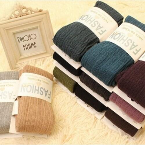 2021 Autumn Winter Pantyhose Cotton Knitted Twist Stockings Colorful Women Warm Striped Women Tights Full Foot Tights
