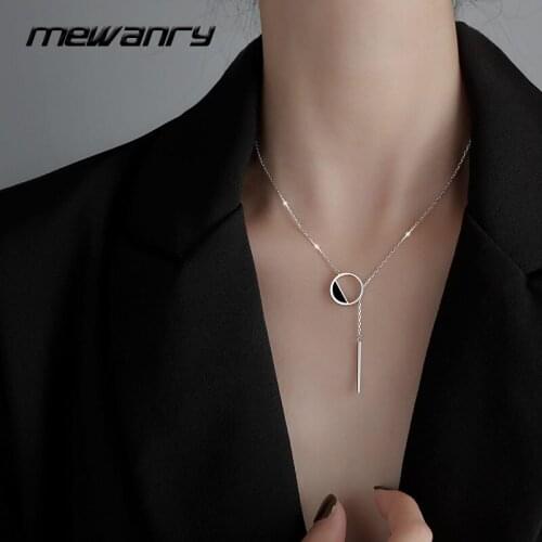 Mewanry 925 Sterling Silver Necklace Fashion Necklace Simple Design Small Design Sense Necklace Holiday Party Jewelry Gift