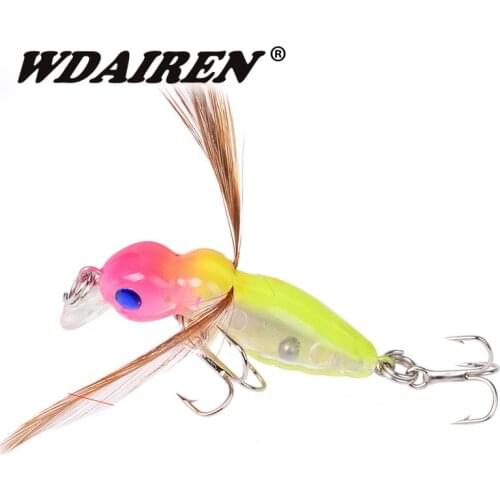 1Pcs 4.5cm 3.5g Feather bee Fishing Lure Crankbait Freshwater Pesca Isca Artificial Insect Bait Wobbler Fishing Tackle WD-186
