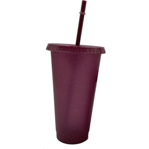 R2JC Powder Shiny Reusable Straw Cup with Lid Sequin Glitter Cup Coffee Juice Tea Cup Travel Mug Outdoor Drink Bottle