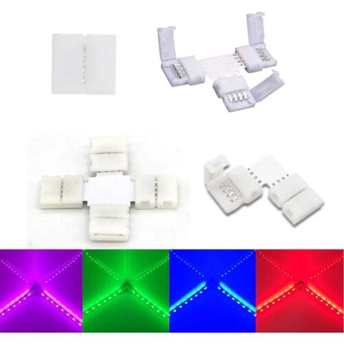 8mm/10mm/12mm Connector 2/3/4/5/6 Pin L T X Cross Shape PCB Solderless Corner Connectors For RGB RGBW RGB+CCT Led Strip Light 5X