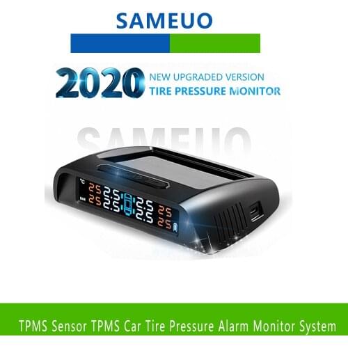 Sameuo TPMS sensor TPMS Car Tire Pressure Alarm Monitor System glass wireless Solar power tpms with 4 external senso for cars