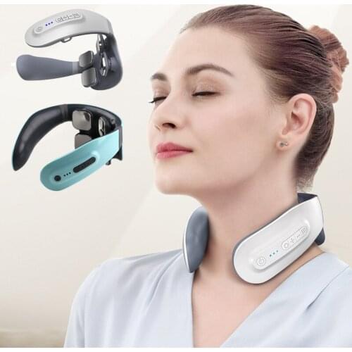Smart Pulse Electric Wireless Control 4 Head Shoulder Body Massager Vibrator Heating Cervical Neck Massager Pain Relief Tool
