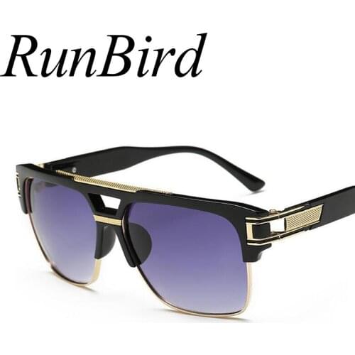 RunBird Retro Fashion Luxury Sunglasses Men Women Brand Designer Sun Glasses For Male Ladies Female Big Frame UV400 Oculos 461R