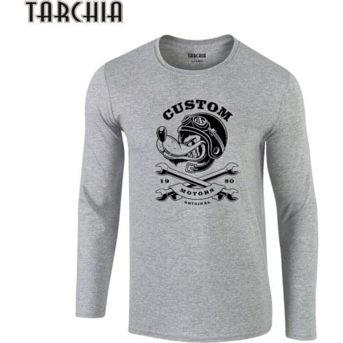 TARCHIA 2021 Monochrome Illustration Fit Long Sleeve T Shirt Mens 100% Cotton T-Shirts Brand Clothing Tshirt Men Trend Slim