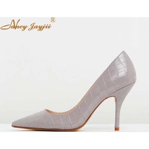Ladies Shoes Woman Pupms Solid Super High Thin heels Pointed Toe Slip-On Sewing Basic Fashion Leisure Basic 2019 Nancyjayjii
