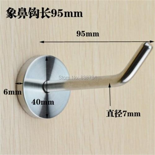 High quality 95mm stainless steel bushing row coat clothes bathroom solid single hook